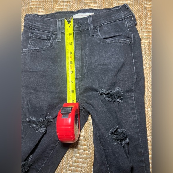 Levi's Women's Mile High Super Skinny Jeans,Black,Distressed,Ripped,Size 25 - Picture 7 of 9